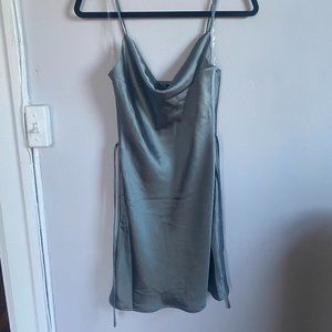Dull Teal Satin Dress